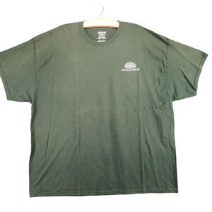 Gildan Mens Co-Alliance Logo T-Shirt Green 3XL Crew Neck Polycotton Dry Blend